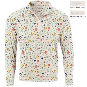 NEW SWINGJUICE men's golf fresh prints quarter zip sweatshirt in ivory